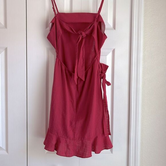 SHEIN 100% Cotton Red Wrap Backless Dress XL - Picture 9 of 14